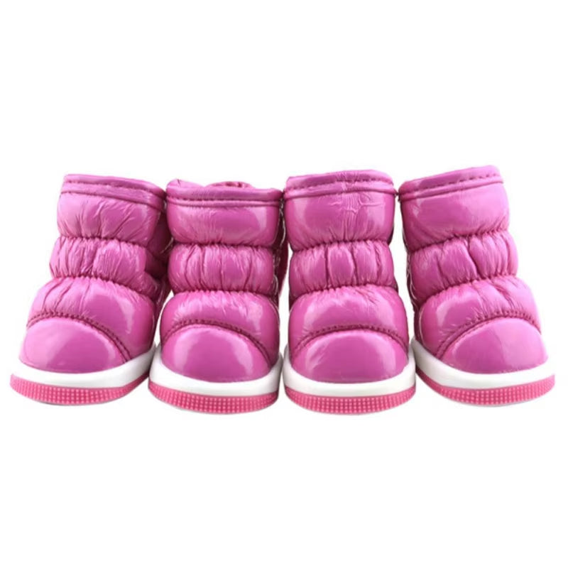 4 Pcs/Sets Winter Dog Shoes for Small Dogs Warm Fleece Puppy Pet Shoes Waterproof Dog Snow Boots Chihuahua Yorkie Teddy Shoes