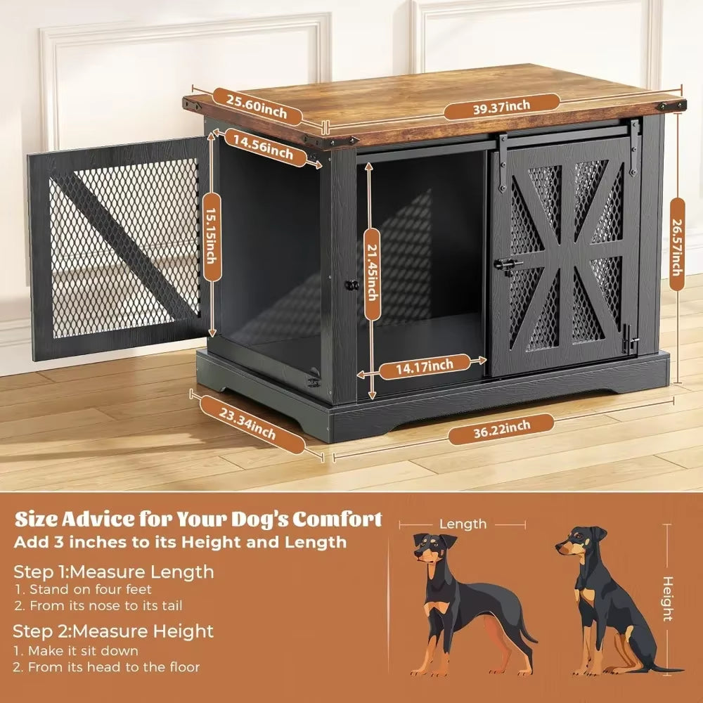 Dogs Crate Furniture, Heavy Duty Large Dogs Crate for Medium Large Dogs, XL Dog Crate Dog Kennel Indoor with Double Doors